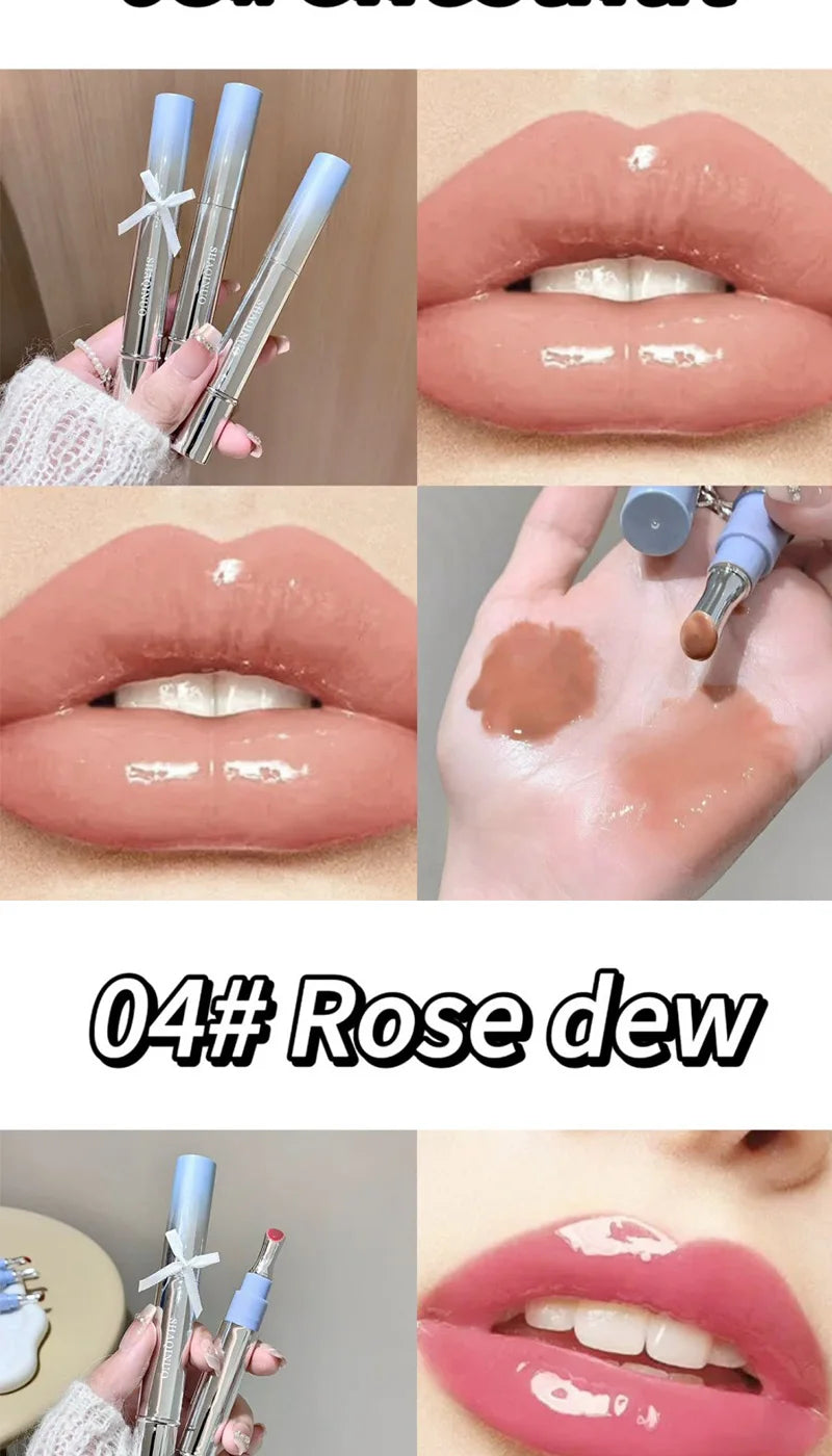 SHAQINUO Icy Glow Lip Gloss - One-Stroke Hydration, Whitening for Olive Skin, Cool Beauty Look, Smooth & Fine Texture