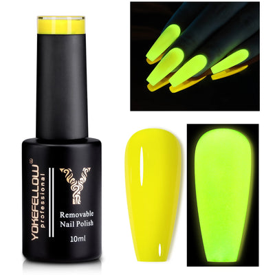 YOKEFELLOW Glow in the Dark Gel Nail Polish 10ML Fluorescent Neon Blue Glow UV Gel Polish Nail Art for Halloween Women Girls