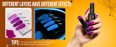 YOKEFELLOW Glow in the Dark Gel Nail Polish 10ML Fluorescent Neon Blue Glow UV Gel Polish Nail Art for Halloween Women Girls