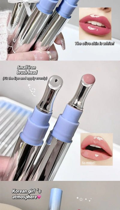 SHAQINUO Icy Glow Lip Gloss - One-Stroke Hydration, Whitening for Olive Skin, Cool Beauty Look, Smooth & Fine Texture