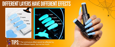 YOKEFELLOW Glow in the Dark Gel Nail Polish 10ML Fluorescent Neon Blue Glow UV Gel Polish Nail Art for Halloween Women Girls