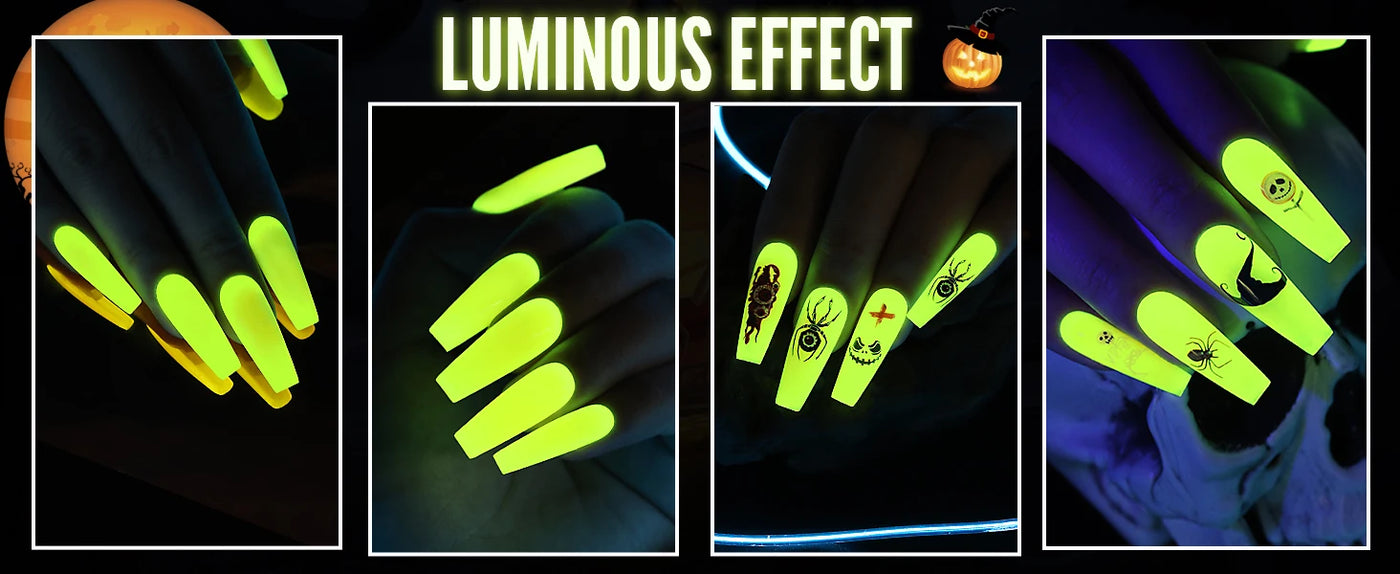 YOKEFELLOW Glow in the Dark Gel Nail Polish 10ML Fluorescent Neon Blue Glow UV Gel Polish Nail Art for Halloween Women Girls