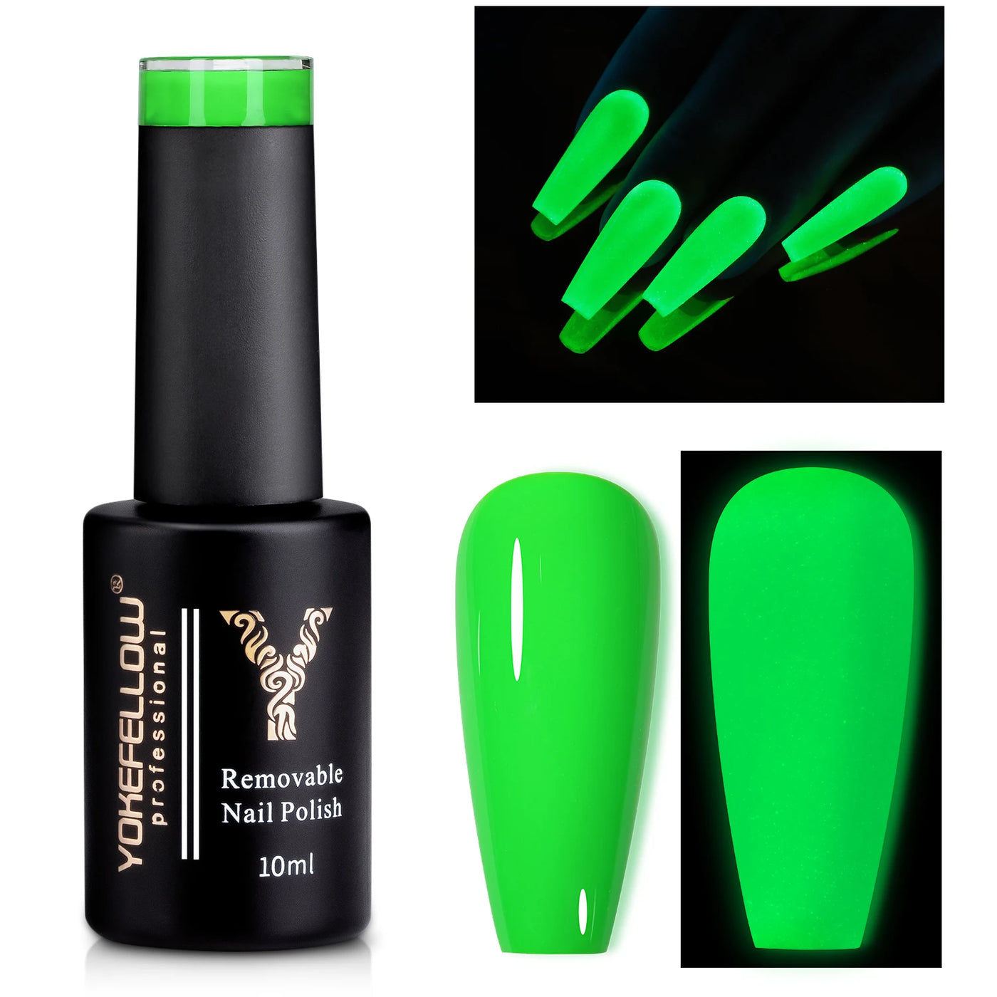 YOKEFELLOW Glow in the Dark Gel Nail Polish 10ML Fluorescent Neon Blue Glow UV Gel Polish Nail Art for Halloween Women Girls