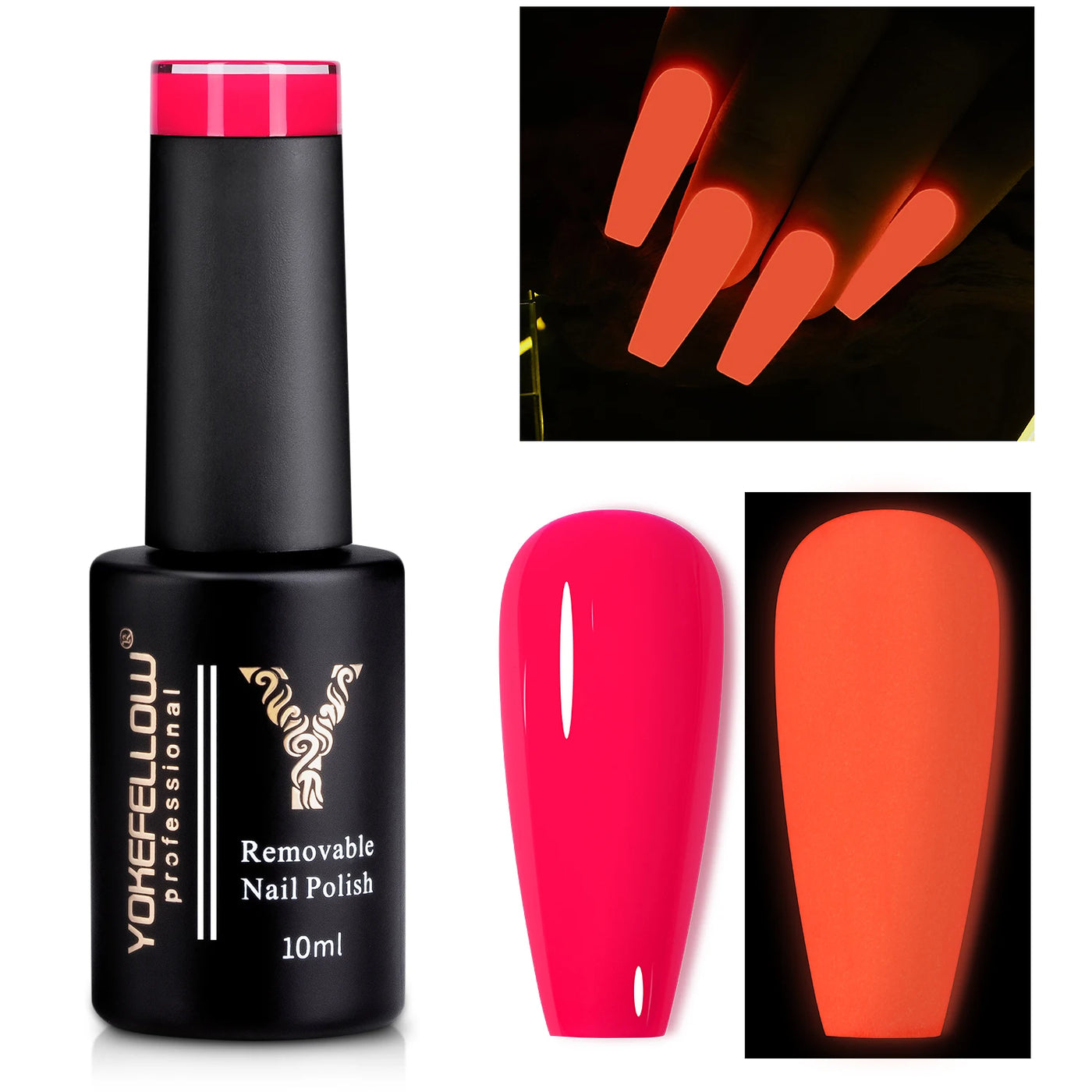 YOKEFELLOW Glow in the Dark Gel Nail Polish 10ML Fluorescent Neon Blue Glow UV Gel Polish Nail Art for Halloween Women Girls