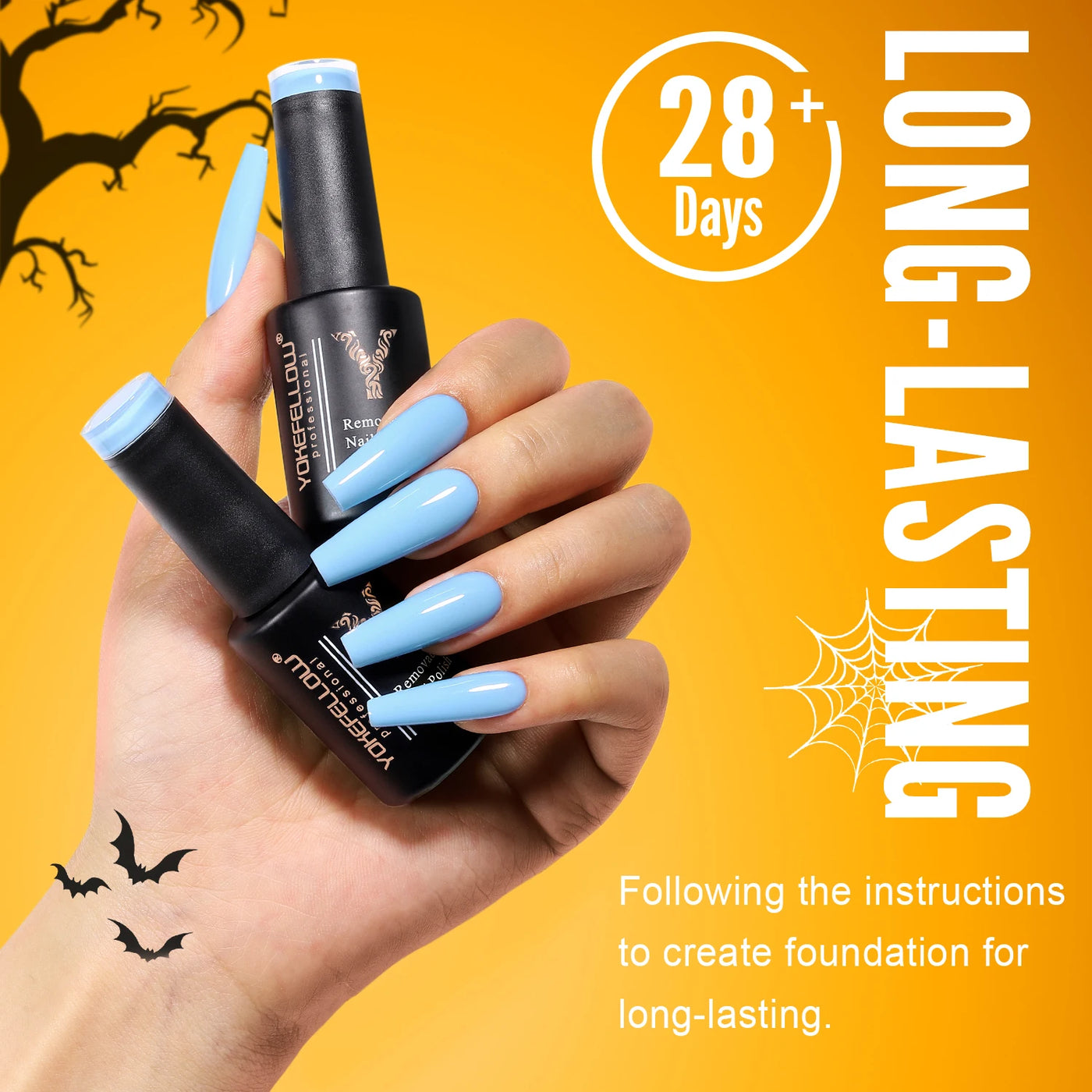 YOKEFELLOW Glow in the Dark Gel Nail Polish 10ML Fluorescent Neon Blue Glow UV Gel Polish Nail Art for Halloween Women Girls