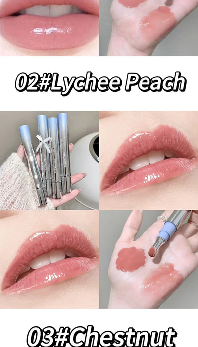 SHAQINUO Icy Glow Lip Gloss - One-Stroke Hydration, Whitening for Olive Skin, Cool Beauty Look, Smooth & Fine Texture