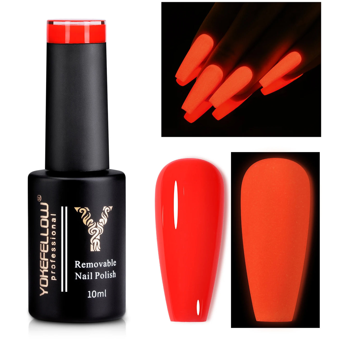 YOKEFELLOW Glow in the Dark Gel Nail Polish 10ML Fluorescent Neon Blue Glow UV Gel Polish Nail Art for Halloween Women Girls