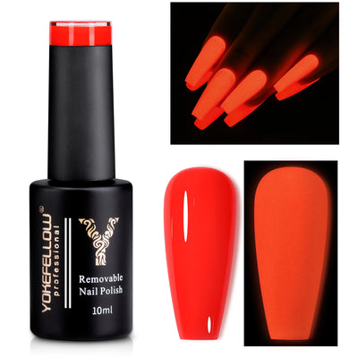 YOKEFELLOW Glow in the Dark Gel Nail Polish 10ML Fluorescent Neon Blue Glow UV Gel Polish Nail Art for Halloween Women Girls