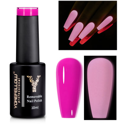 YOKEFELLOW Glow in the Dark Gel Nail Polish 10ML Fluorescent Neon Blue Glow UV Gel Polish Nail Art for Halloween Women Girls