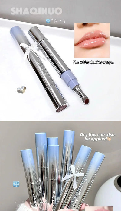 SHAQINUO Icy Glow Lip Gloss - One-Stroke Hydration, Whitening for Olive Skin, Cool Beauty Look, Smooth & Fine Texture