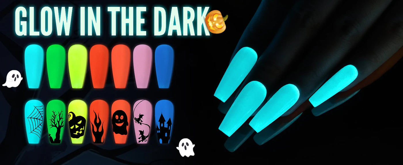 YOKEFELLOW Glow in the Dark Gel Nail Polish 10ML Fluorescent Neon Blue Glow UV Gel Polish Nail Art for Halloween Women Girls