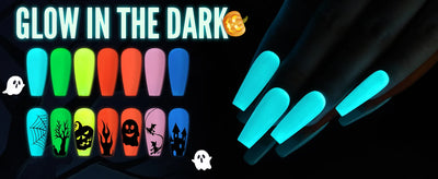 YOKEFELLOW Glow in the Dark Gel Nail Polish 10ML Fluorescent Neon Blue Glow UV Gel Polish Nail Art for Halloween Women Girls