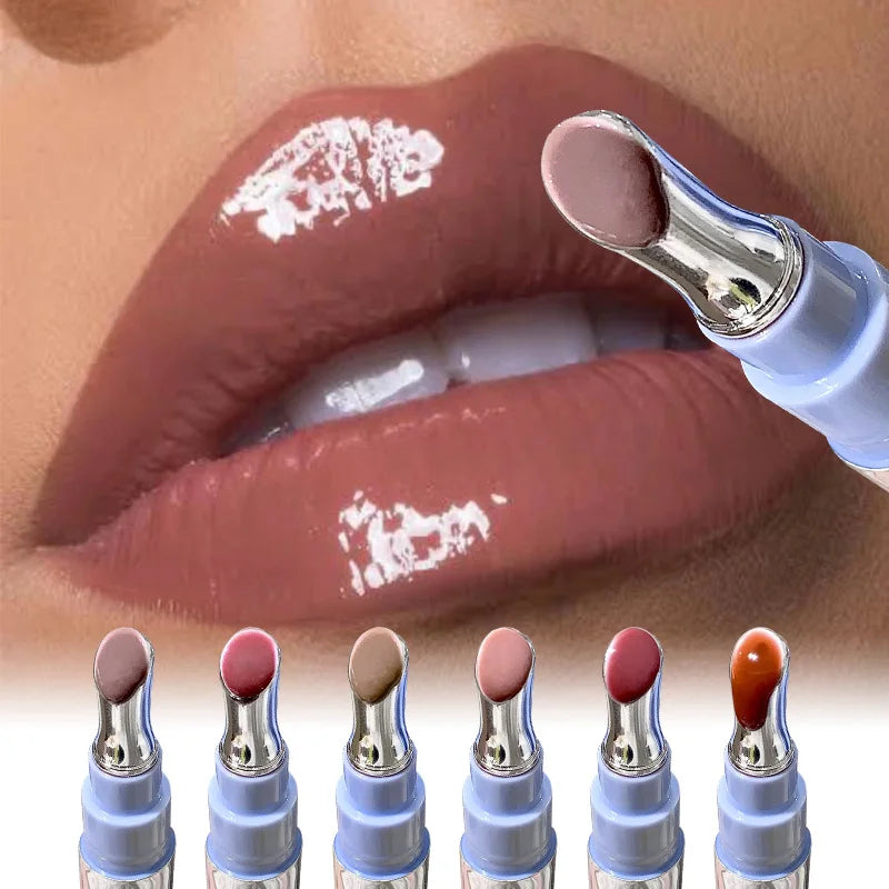 SHAQINUO Icy Glow Lip Gloss - One-Stroke Hydration, Whitening for Olive Skin, Cool Beauty Look, Smooth & Fine Texture