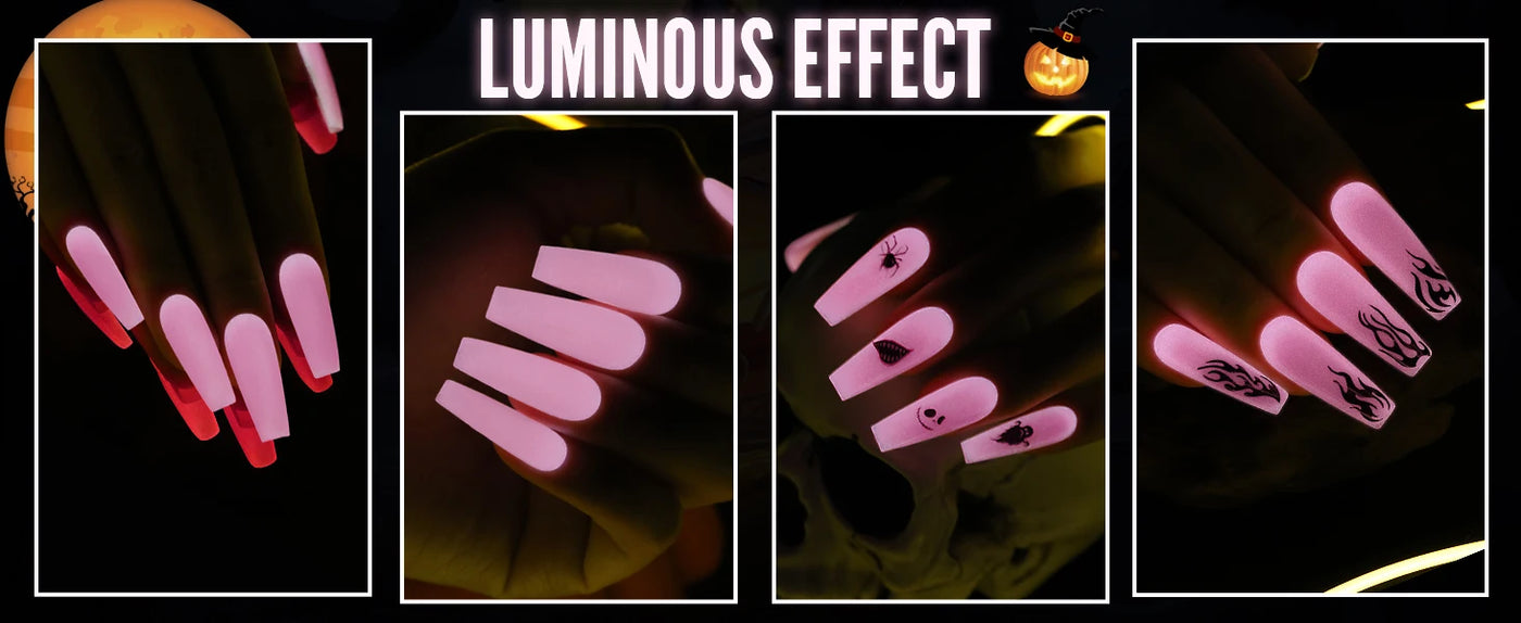 YOKEFELLOW Glow in the Dark Gel Nail Polish 10ML Fluorescent Neon Blue Glow UV Gel Polish Nail Art for Halloween Women Girls
