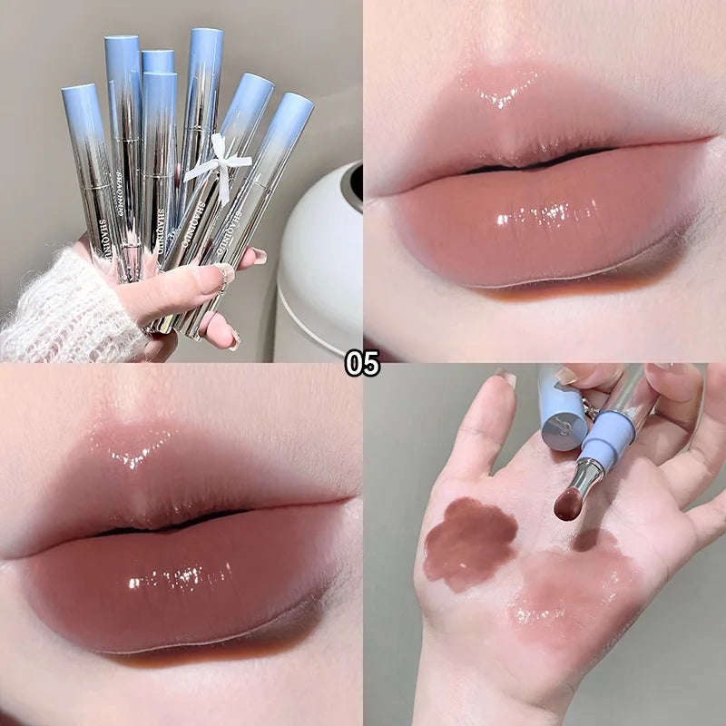 SHAQINUO Icy Glow Lip Gloss - One-Stroke Hydration, Whitening for Olive Skin, Cool Beauty Look, Smooth & Fine Texture